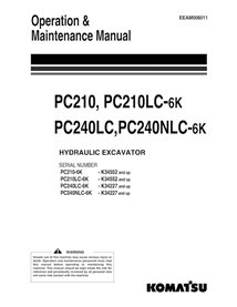 Manual de operação e manutenção em pdf da escavadeira Komatsu PC210, PC210LC-6K, PC240LC, PC240NLC-6K - Komatsu manuais - KOM...