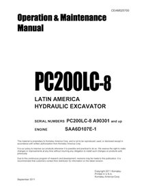 Excavadora Komatsu PC210LC-8 pdf manual de operación y mantenimiento - Komatsu manuales - KOMATSU-CEAM025700