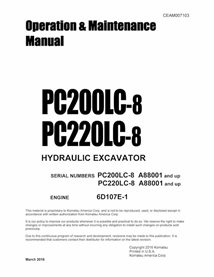 Komatsu PC210LC-8, PC220LC-8 excavator pdf operation and maintenance manual  - Komatsu manuals - KOMATSU-CEAM007103