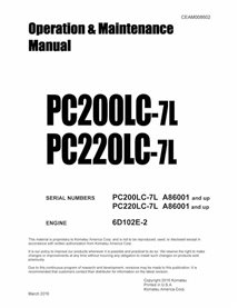 Manual de operação e manutenção em pdf da escavadeira Komatsu PC210LC-7, PC220LC-7 - Komatsu manuais - KOMATSU-CEAM008602