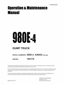 Camión volquete Komatsu 980E-4 pdf manual de operación y mantenimiento - Komatsu manuales - KOMATSU-CEAM032500