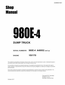 Manual de loja em pdf do caminhão basculante Komatsu 980E-4 - Komatsu manuais - KOMATSU-CEBM031601