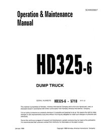 Manual de operação e manutenção do caminhão basculante Komatsu HD325-6 em pdf - Komatsu manuais - KOMATSU-SEAD000807