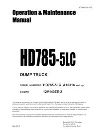 Manual de operação e manutenção do caminhão basculante Komatsu HD785-5LC em pdf - Komatsu manuais - KOMATSU-CEAM014102