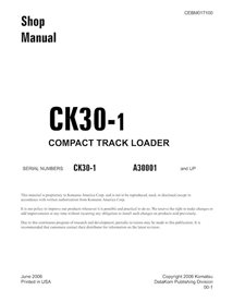 Komatsu CK30-1 compact track loader pdf shop manual  - Komatsu manuals - KOMATSU-CEBM017100D