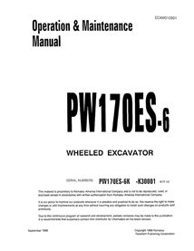 Manual de operação e manutenção em pdf da escavadeira de rodas Komatsu PW170ES-6K - Komatsu manuais - KOMATSU-EEAD010501