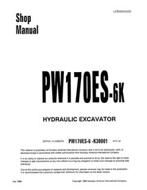 Excavadora de ruedas Komatsu PW170ES-6K manual de taller en pdf - Komatsu manuales - KOMATSU-UEBD000500