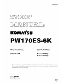 Excavadora de ruedas Komatsu PW170ES-6K manual de taller en pdf - Komatsu manuales - KOMATSU-UEBD001001