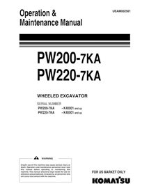 Manual de operação e manutenção em pdf da escavadeira de rodas Komatsu PW200-7KA, PW220-7KA - Komatsu manuais - KOMATSU-UEAM0...