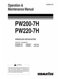 Excavadora de ruedas Komatsu PW200-7H, PW220-7H pdf manual de operación y mantenimiento - Komatsu manuales - KOMATSU-VEAM370101