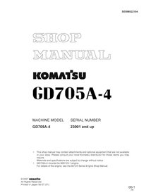 Komatsu GD705-4 motor grader pdf shop manual  - Komatsu manuals - KOMATSU-SEBM022104