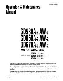 Manual de operação e manutenção da motoniveladora Komatsu GD530A-2, GD530AW-2, GD650A-2, GD650AW-2, GD670A-2, GD670AW-2 - Kom...