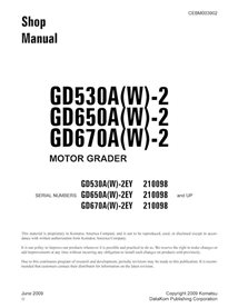 Motoniveladora Komatsu GD530A-2, GD530AW-2, GD650A-2, GD650AW-2, GD670A-2, GD670AW-2 manual de taller en pdf - Komatsu manual...