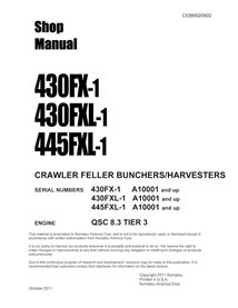 Komatsu 430FX-1, 430FXL-1, 445FXL-1 harvester pdf shop manual  - Komatsu manuals - KOMATSU-CEBM020902