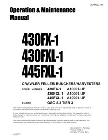 Komatsu 430FX-1, 430FXL-1, 445FXL-1 harvester pdf operation and maintenance manual  - Komatsu manuals - KOMATSU-CEAM023702