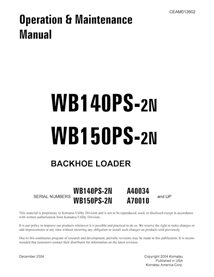 Manuel d'utilisation et d'entretien pdf de la chargeuse-pelleteuse Komatsu WB140-2N, WB150-2N - Komatsu manuels - KOMATSU-CEA...