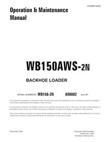 Komatsu WB150AWS-2N backhoe loader pdf operation and maintenance manual  - Komatsu manuals - KOMATSU-CEAD013002