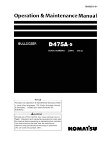 Manual de operação e manutenção em pdf do buldôzer Komatsu D475A-5 - Komatsu manuais - KOMATSU-TEN00025-04