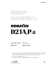 Komatsu D21A-8, D21P-8 dozer pdf shop manual  - Komatsu manuals - KOMATSU-SEBM033605