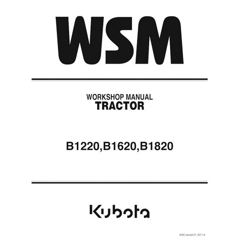 Kubota B1220, B1620, B1820 tractor pdf workshop manual  - Kubota manuals - KUBOTA-9Y111-02723-WSM-EN