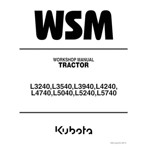 Manual de oficina em pdf do trator Kubota L3240, L3540, L3940, L4240, L4740, L5040, L5240, L5740 - Kubota manuais - KUBOTA-9Y...