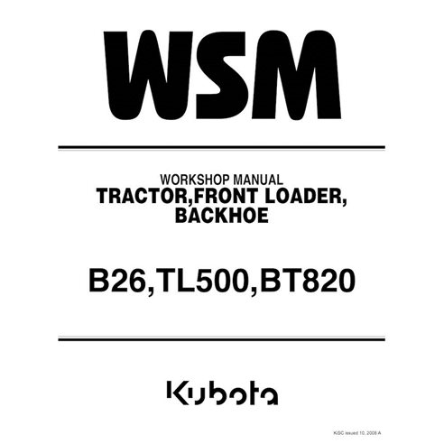 Manual de oficina em pdf do trator Kubota B26, TL500, BT820 - Kubota manuais - KUBOTA-9Y111-00042-WSM-EN