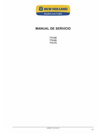 Manuel d'entretien pdf pour tracteur New Holland TT4.55, TT4.65, TT4.75 ES - New Holland Agriculture manuels - NH-48068877-SM-ES