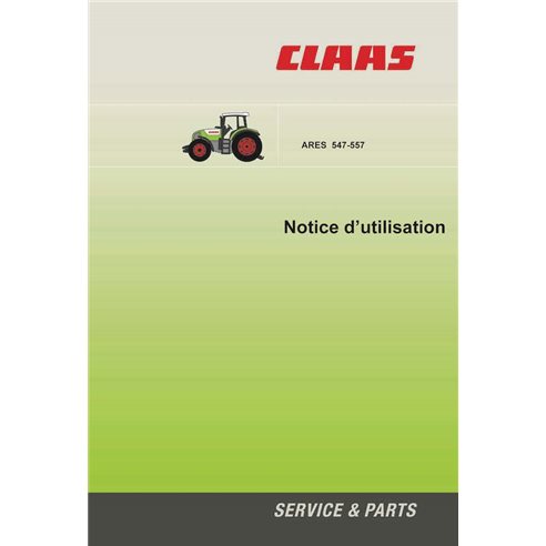 Claas ARES 547, 557 tractor pdf operation and maintenance manual FR - Claas manuals - CLA-11168290-OM-FR