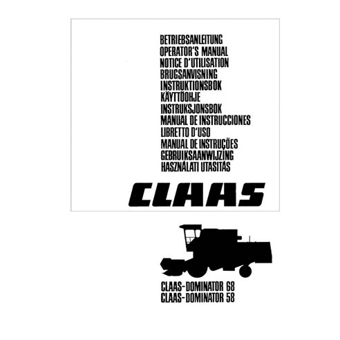 Claas Dominator 68S combina manual do operador em pdf FR - Claas manuais - CLA-1850062-OM-FR
