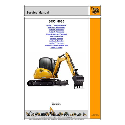 Jcb 8055, 8065 manual de servicio de la excavadora - JCB manuales - JCB-9803-9890-2