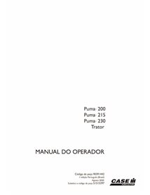 Case Puma 200, 215, 230 tractor pdf manual del operador PT - Case IH manuales - CASE-90391442-OM-PT