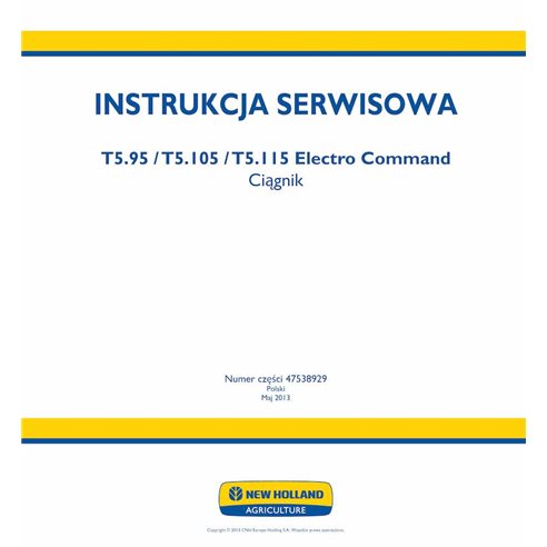 New Holland T5.95, T5.105, T5.115 Electro Command tractor pdf service manual PL - New Holland Agriculture manuals - NH-636091...