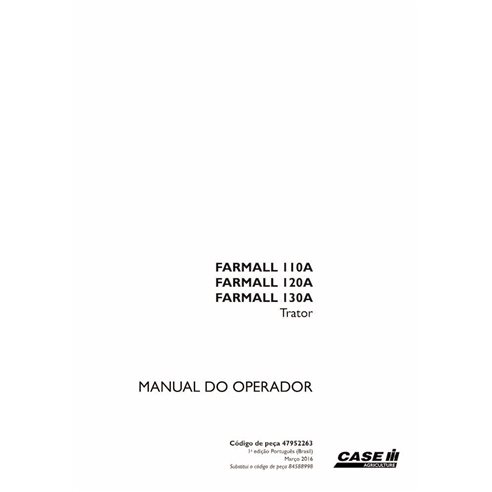 Case Farmall 110A, 120A, 130A tractor pdf operator's manual PT - Case IH manuals - CASE-47952263-OM-PT