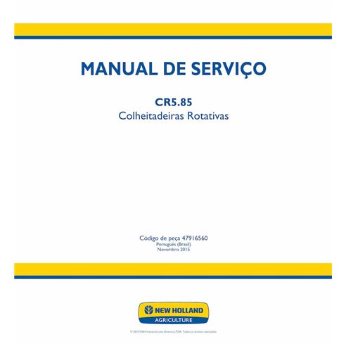 New Holland CR5.85 combine pdf service manual PT - New Holland Agriculture manuals - NH-47916560-SM-PT