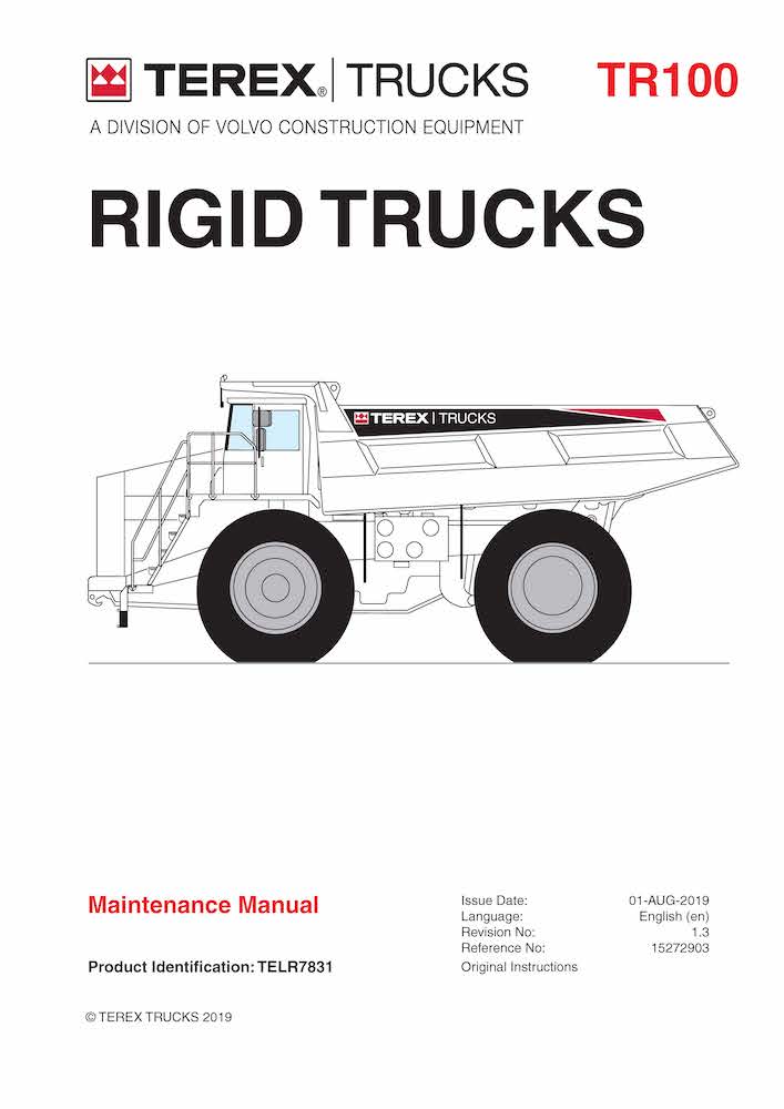 Manual de manutenção em pdf do caminhão basculante rígido Terex TR100