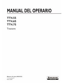 Manuel de l'opérateur pdf pour tracteur New Holland TT4.55, TT4.65, TT4 ES - New Holland Agriculture manuels - NH-90433232-OM-ES