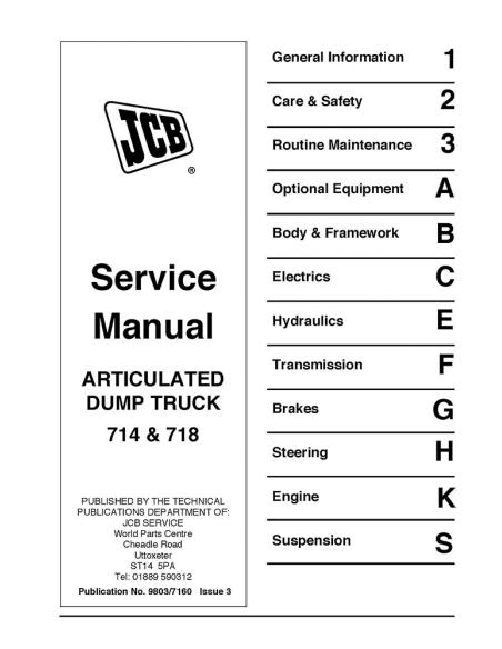 Jcb 714, 718 articulated truck service manual - JCB manuals - JCB-9803-7160