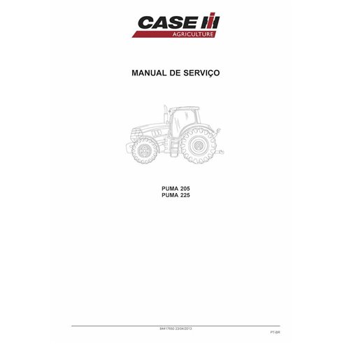 Case Puma 205, 225 tracteur pdf manuel d'entretien PT - Case IH manuels - CASE-84417650-SM-PT