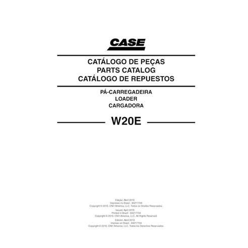 Catalogue de pièces pdf pour chargeuse sur pneus Case W20E PT - Case manuels - CASE-84217704-PC-PT