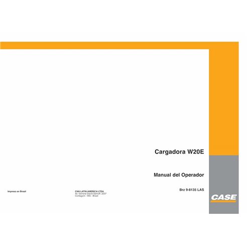 Carregadeira de rodas Case W20E pdf manual do operador PT - Case manuais - CASE-9-8135LAS-OM-PT