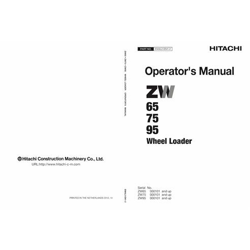 Manual del operador en pdf de la cargadora de ruedas Hitachi ZW65, ZW75, ZW95 - Hitachi manuales - HITACHI-EM4L2-EN1