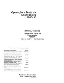 Manual técnico de operação e teste em pdf da escavadeira John Deere 160DLC PT - John Deere manuais - JD-TM12128-PT