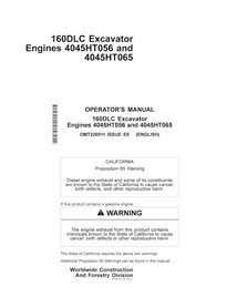 Manuel de l'opérateur pdf de la pelle John Deere 160DLC - John Deere manuels - JD-OMT226911-EN