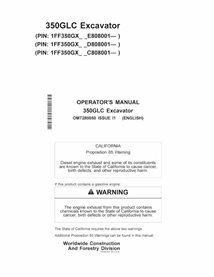 Manuel de l'opérateur pdf de la pelle John Deere 350GLC - John Deere manuels - JD-OMT289050-EN