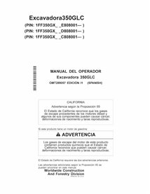 Manuel de l'opérateur pdf de la pelle John Deere 350GLC ES - John Deere manuels - JD-OMT289057-ES