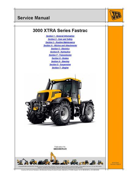 Manual de servicio del tractor Fastrac serie Jcb 3000 XTRA - JCB manuales - JCB-9803-9970-1