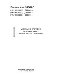 Manual do operador em pdf da escavadeira John Deere 350GLC PT - John Deere manuais - JD-OMT300479-PT