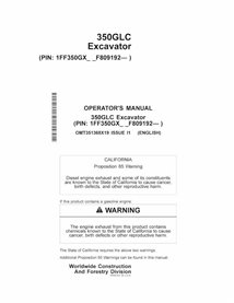 John Deere 350GLC excavator pdf operator's manual  - John Deere manuals - JD-OMT351368X19-EN