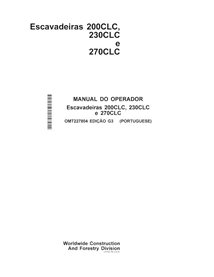 Manuel de l'opérateur pdf pour pelle John Deere 200CLC, 230CLC, 270CLC PT - John Deere manuels - JD-OMT227804-PT