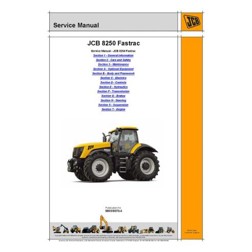 Manuel d'entretien du tracteur JCB 8250 Fastrac - JCB manuels - JCB-9803-8070-4